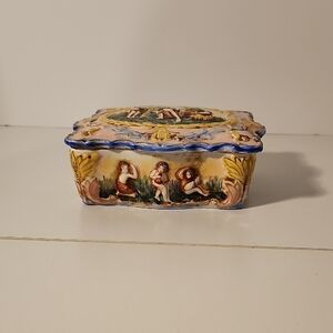 Vintage Cherub Trinket Box Made In Occupied Japan